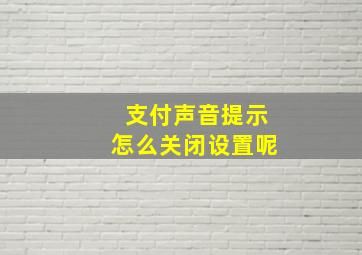 支付声音提示怎么关闭设置呢