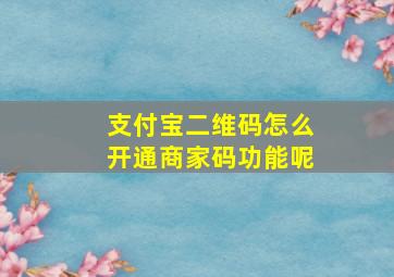 支付宝二维码怎么开通商家码功能呢