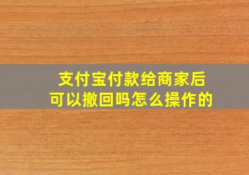 支付宝付款给商家后可以撤回吗怎么操作的