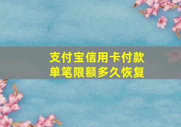 支付宝信用卡付款单笔限额多久恢复