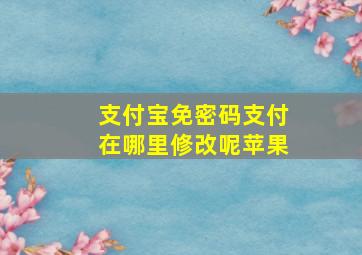 支付宝免密码支付在哪里修改呢苹果