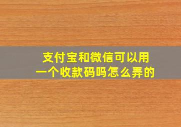 支付宝和微信可以用一个收款码吗怎么弄的