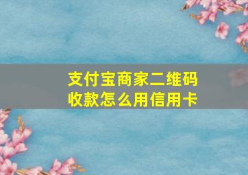 支付宝商家二维码收款怎么用信用卡