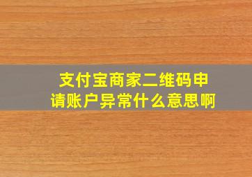 支付宝商家二维码申请账户异常什么意思啊