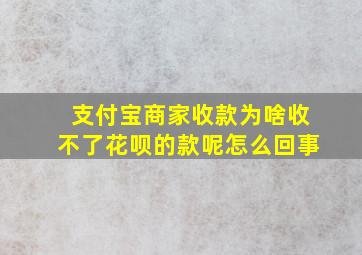 支付宝商家收款为啥收不了花呗的款呢怎么回事