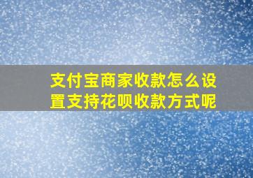 支付宝商家收款怎么设置支持花呗收款方式呢