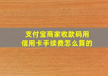 支付宝商家收款码用信用卡手续费怎么算的