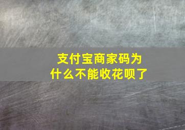 支付宝商家码为什么不能收花呗了