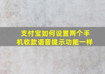 支付宝如何设置两个手机收款语音提示功能一样