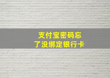 支付宝密码忘了没绑定银行卡