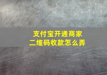 支付宝开通商家二维码收款怎么弄