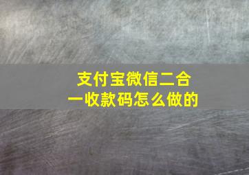 支付宝微信二合一收款码怎么做的