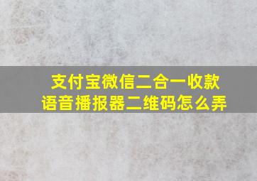 支付宝微信二合一收款语音播报器二维码怎么弄