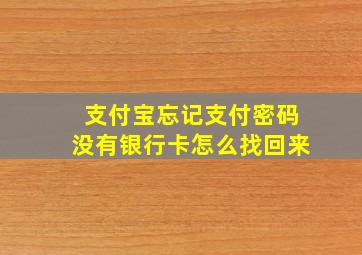 支付宝忘记支付密码没有银行卡怎么找回来