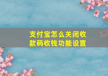 支付宝怎么关闭收款码收钱功能设置