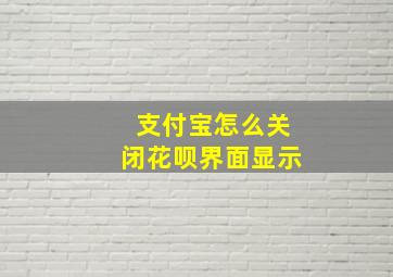 支付宝怎么关闭花呗界面显示