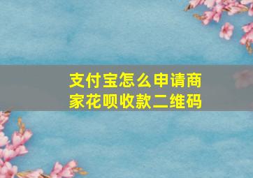 支付宝怎么申请商家花呗收款二维码