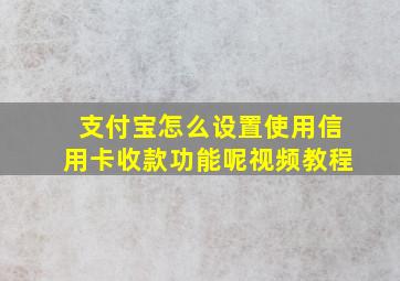 支付宝怎么设置使用信用卡收款功能呢视频教程