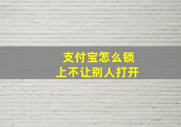 支付宝怎么锁上不让别人打开