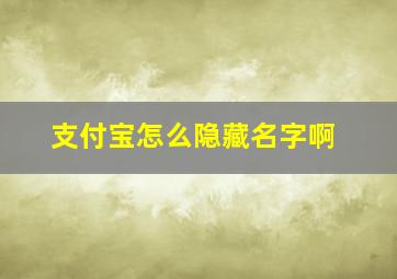 支付宝怎么隐藏名字啊