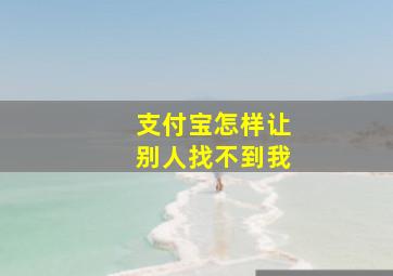 支付宝怎样让别人找不到我