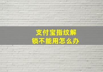 支付宝指纹解锁不能用怎么办