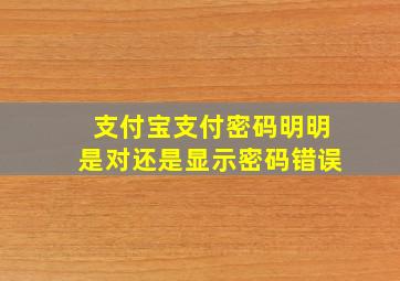 支付宝支付密码明明是对还是显示密码错误