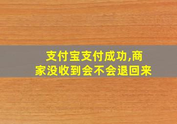 支付宝支付成功,商家没收到会不会退回来