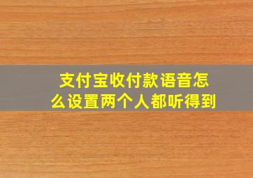 支付宝收付款语音怎么设置两个人都听得到