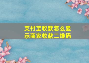 支付宝收款怎么显示商家收款二维码