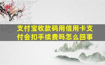 支付宝收款码用信用卡支付会扣手续费吗怎么回事