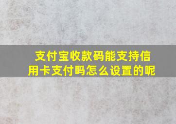 支付宝收款码能支持信用卡支付吗怎么设置的呢