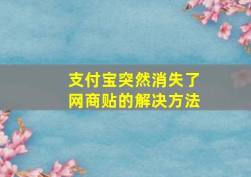 支付宝突然消失了网商贴的解决方法