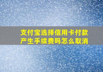 支付宝选择信用卡付款产生手续费吗怎么取消