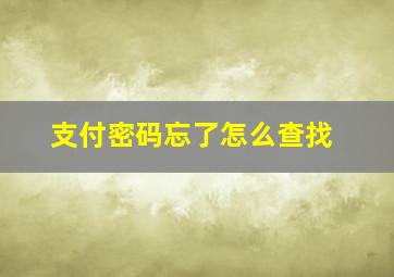 支付密码忘了怎么查找