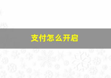 支付怎么开启