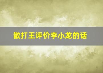 散打王评价李小龙的话