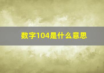 数字104是什么意思