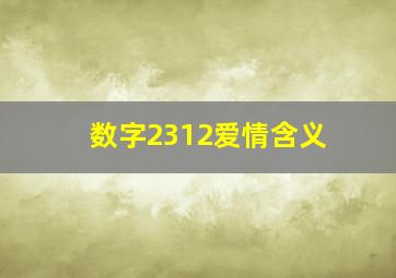 数字2312爱情含义