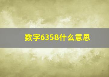 数字6358什么意思