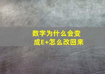 数字为什么会变成E+怎么改回来