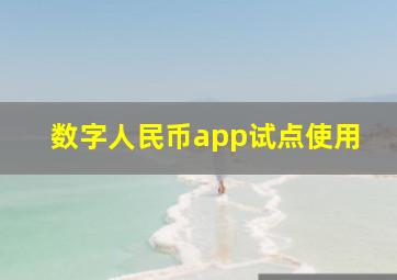 数字人民币app试点使用