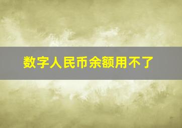 数字人民币余额用不了