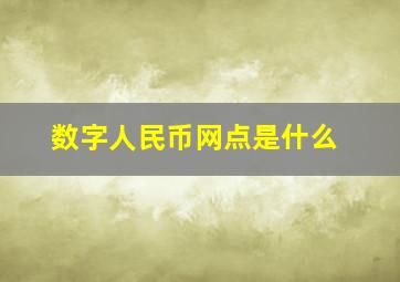 数字人民币网点是什么