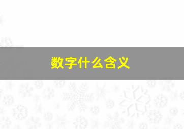 数字什么含义