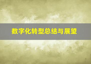 数字化转型总结与展望