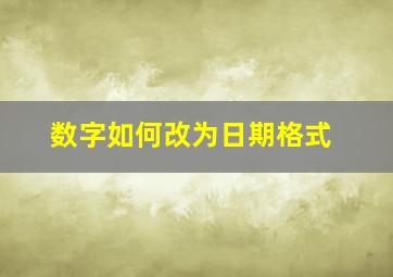 数字如何改为日期格式