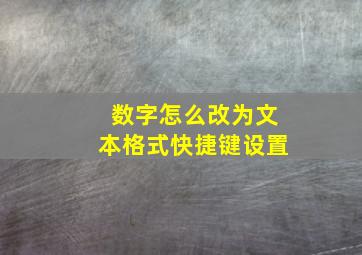 数字怎么改为文本格式快捷键设置