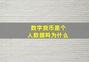 数字货币是个人数据吗为什么