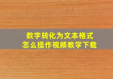 数字转化为文本格式怎么操作视频教学下载